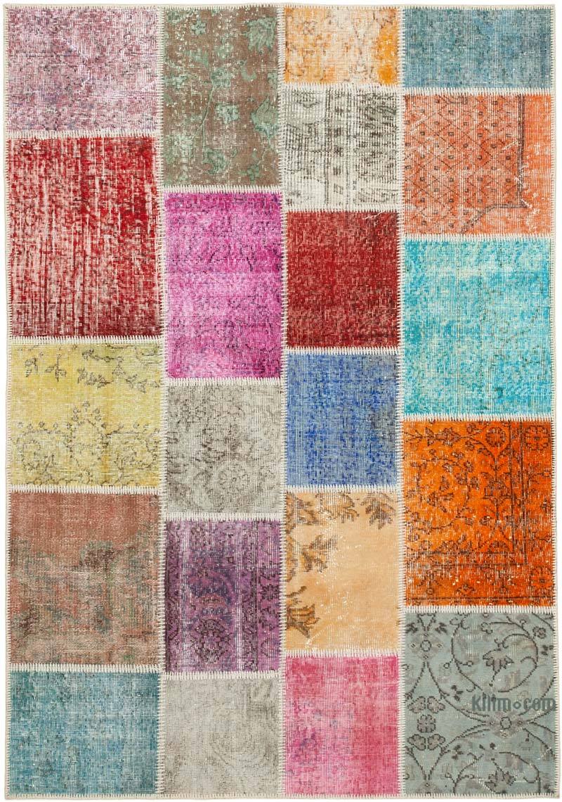 Patchwork Hand-Knotted Turkish Rug - 4' 8" x 6' 9" (56" x 81") - K0064308