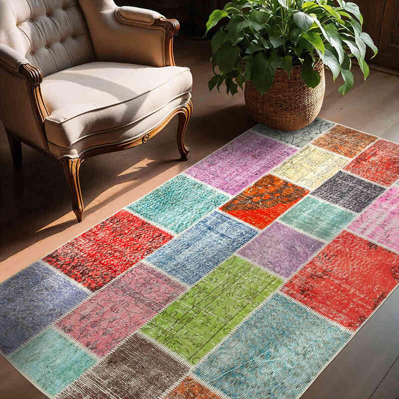 Patchwork El Dokuma Halı - 146 cm x 205 cm - K0064309