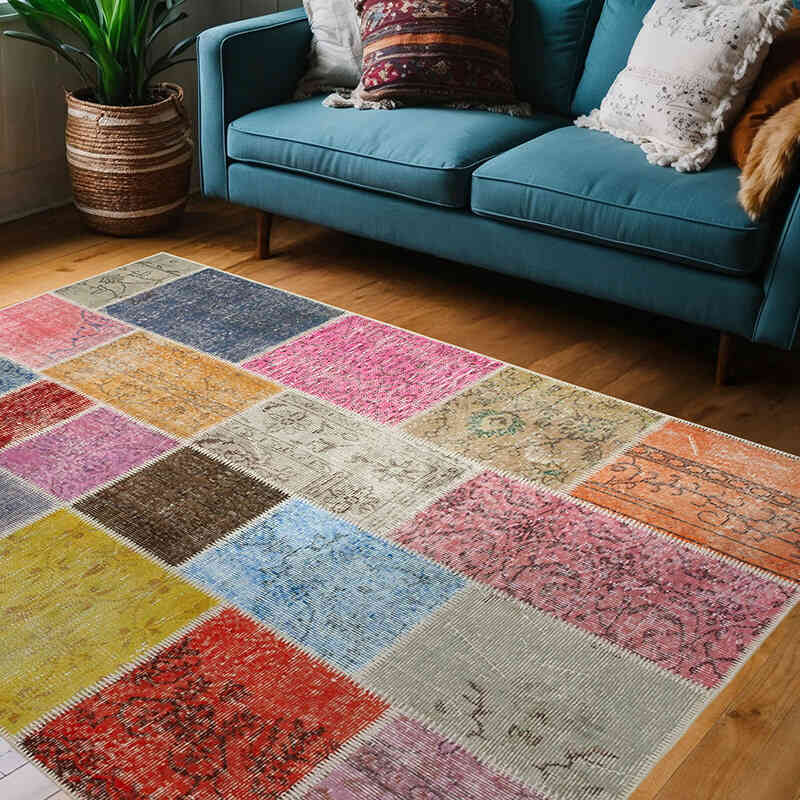 Patchwork El Dokuma Halı - 144 cm x 203 cm - K0064310
