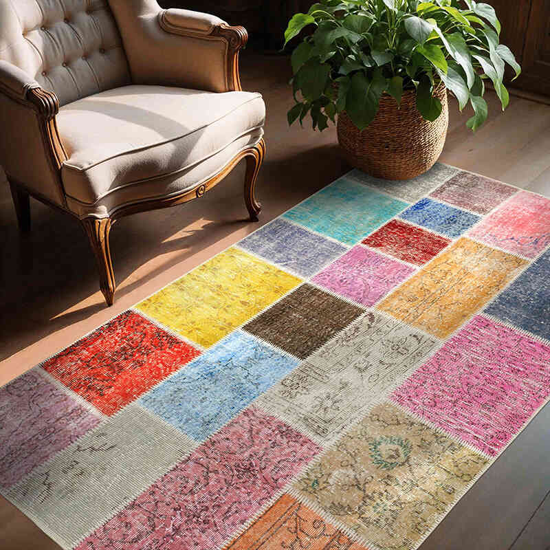Patchwork El Dokuma Halı - 144 cm x 203 cm - K0064310