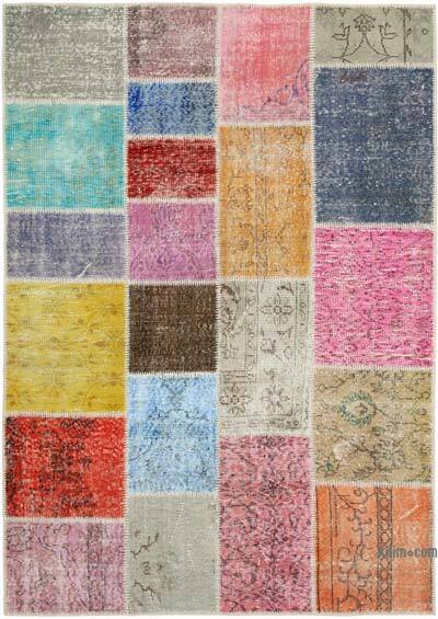 Patchwork Hand-Knotted Turkish Rug - 4' 9" x 6' 8" (57" x 80")
