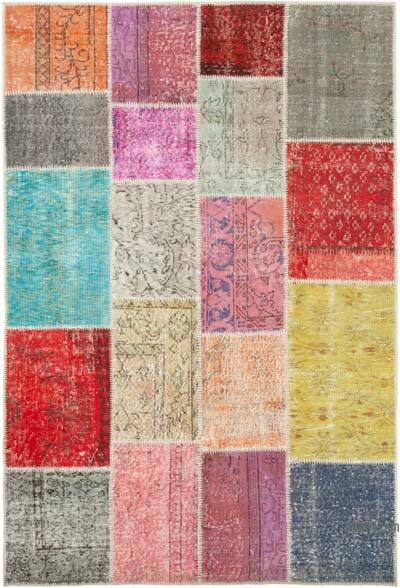 Patchwork Hand-Knotted Turkish Rug - 4' 8" x 6' 11" (56" x 83")