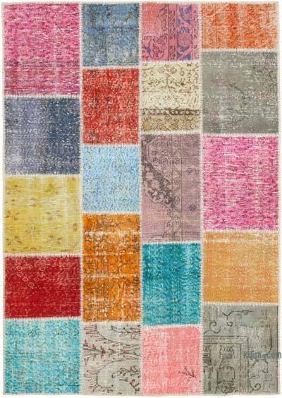 Patchwork Hand-Knotted Turkish Rug - 4' 9" x 6' 8" (57" x 80")