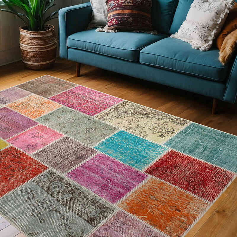 Patchwork El Dokuma Halı - 145 cm x 206 cm - K0064313