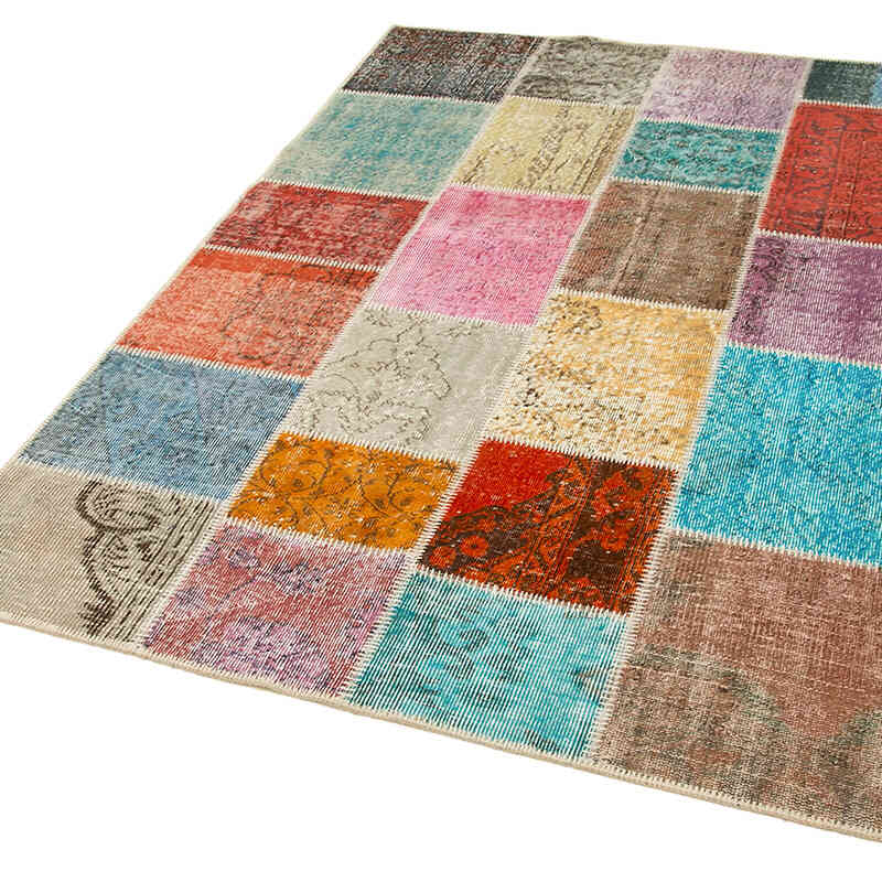 Patchwork Hand-Knotted Turkish Rug - 4' 9" x 6' 9" (57" x 81") - K0064314