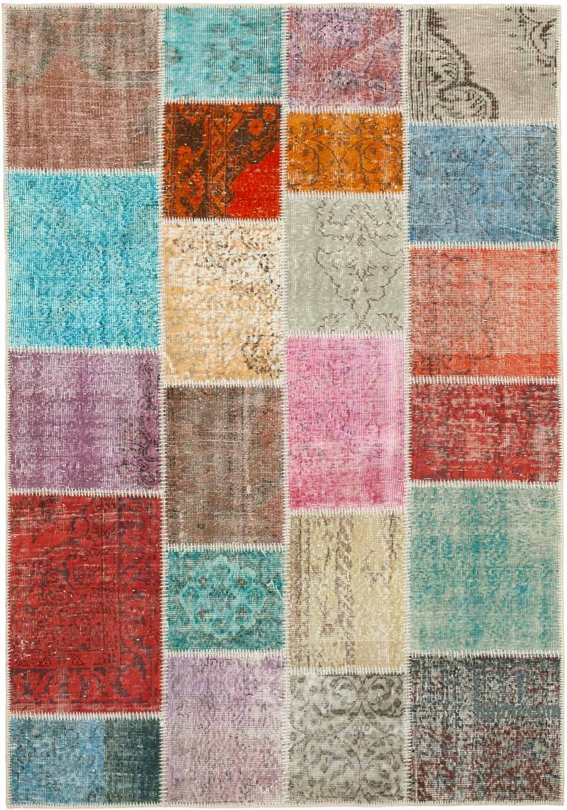 Patchwork Hand-Knotted Turkish Rug - 4' 9" x 6' 9" (57" x 81") - K0064314