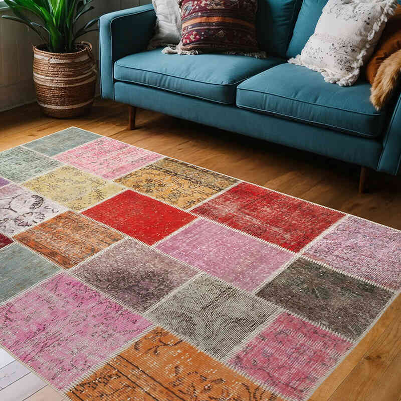 Patchwork El Dokuma Halı - 144 cm x 212 cm - K0064315