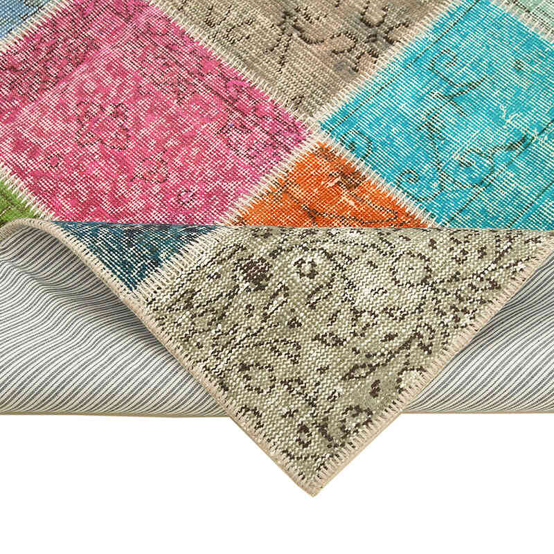 Patchwork Hand-Knotted Turkish Rug - 4' 8" x 6' 8" (56" x 80") - K0064319