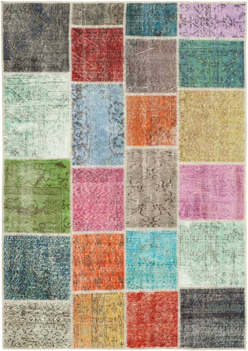 Patchwork Hand-Knotted Turkish Rug - 4' 8" x 6' 8" (56" x 80") - K0064319