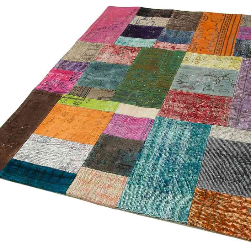 Patchwork Hand-Knotted Turkish Rug - 4' 7" x 6' 7" (55" x 79") - K0064320