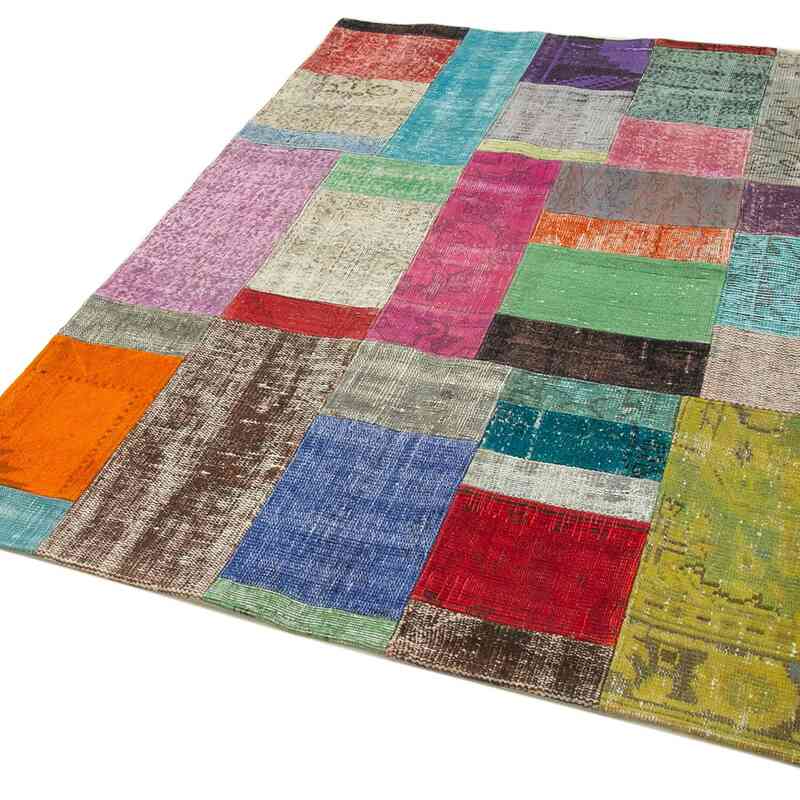 Patchwork Hand-Knotted Turkish Rug - 4' 8" x 6' 7" (56" x 79") - K0064322