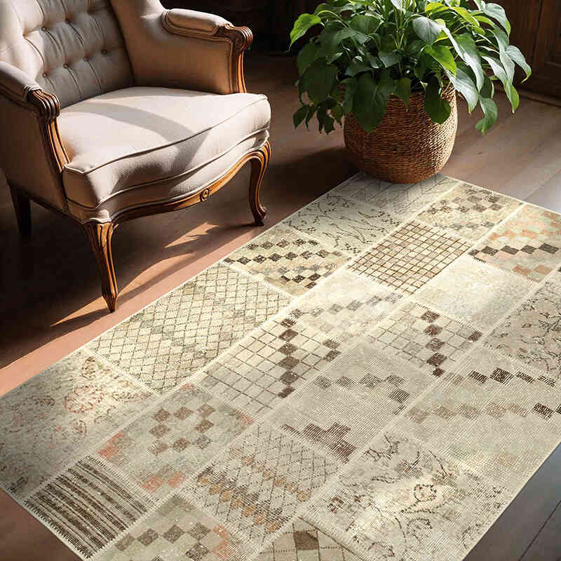 Patchwork El Dokuma Halı - 134 cm x 181 cm - K0064323