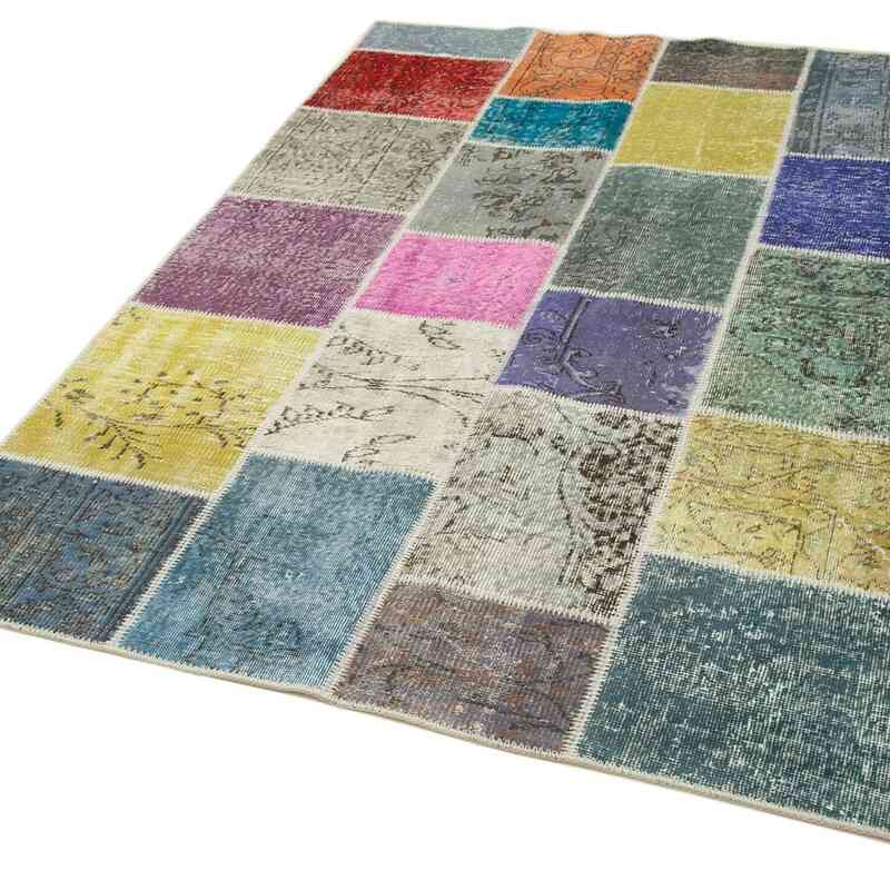 Patchwork Hand-Knotted Turkish Rug - 4' 9" x 6' 8" (57" x 80") - K0064326