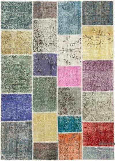 Patchwork Hand-Knotted Turkish Rug - 4' 9" x 6' 8" (57" x 80")