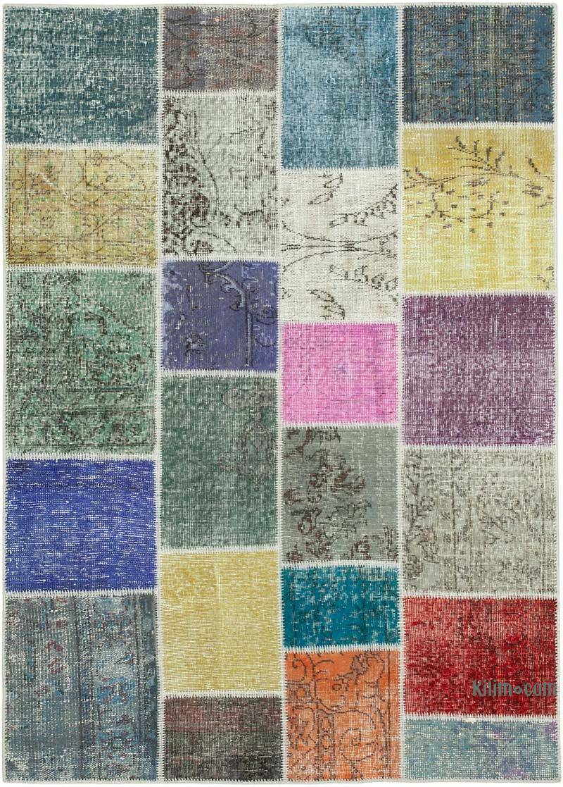 Patchwork Hand-Knotted Turkish Rug - 4' 9" x 6' 8" (57" x 80") - K0064326