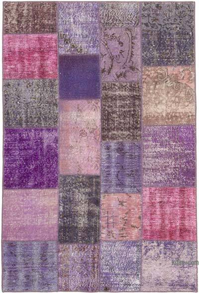 Patchwork Hand-Knotted Turkish Rug - 4' 5" x 6' 7" (53" x 79")