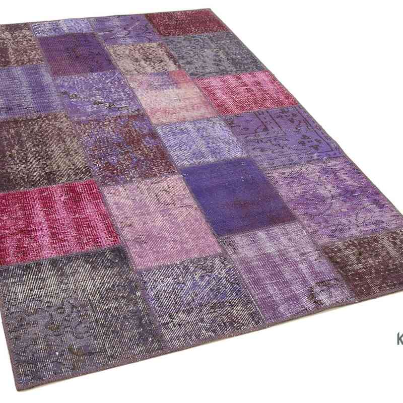 Patchwork Hand-Knotted Turkish Rug - 4' 4" x 6' 7" (52" x 79") - K0064334