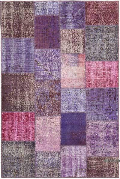Patchwork Hand-Knotted Turkish Rug - 4' 4" x 6' 7" (52" x 79")