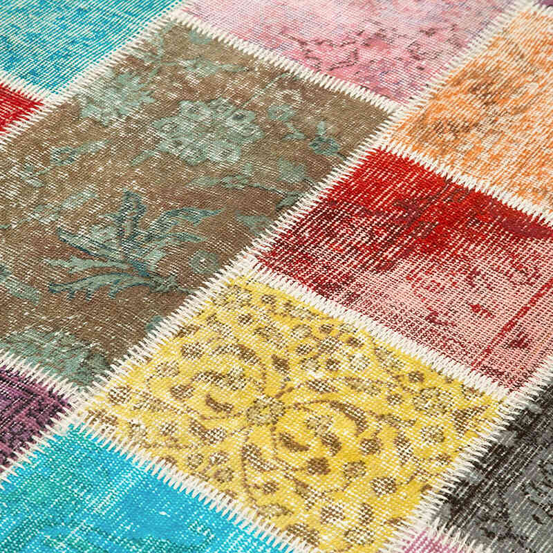 Patchwork Hand-Knotted Turkish Rug - 4' 10" x 6' 9" (58" x 81") - K0064337