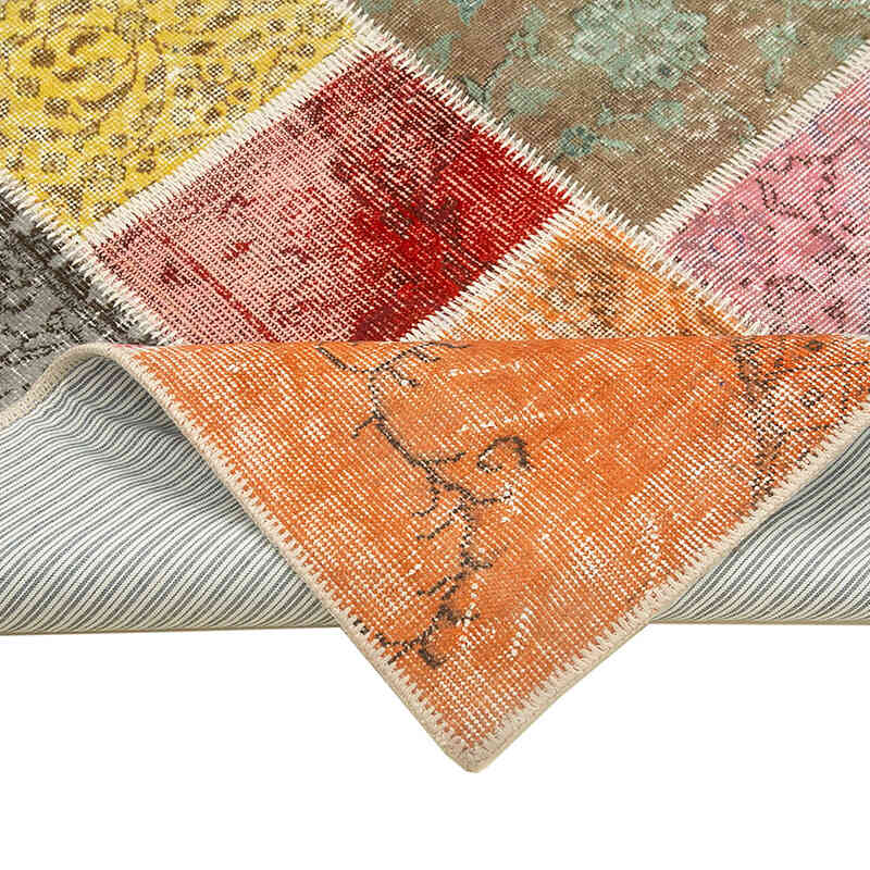 Patchwork Hand-Knotted Turkish Rug - 4' 10" x 6' 9" (58" x 81") - K0064337