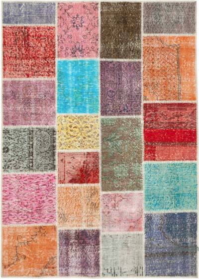 Patchwork Hand-Knotted Turkish Rug - 4' 10" x 6' 9" (58" x 81")