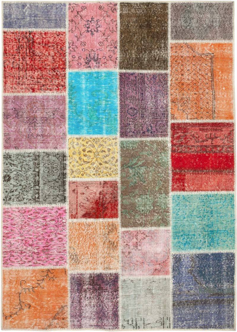 Patchwork Hand-Knotted Turkish Rug - 4' 10" x 6' 9" (58" x 81") - K0064337