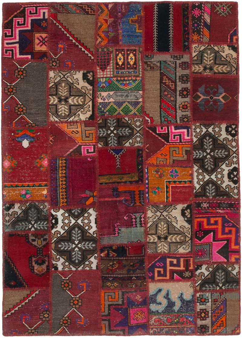 Patchwork Hand-Knotted Turkish Rug - 4' 10" x 6' 10" (58" x 82") - K0064339