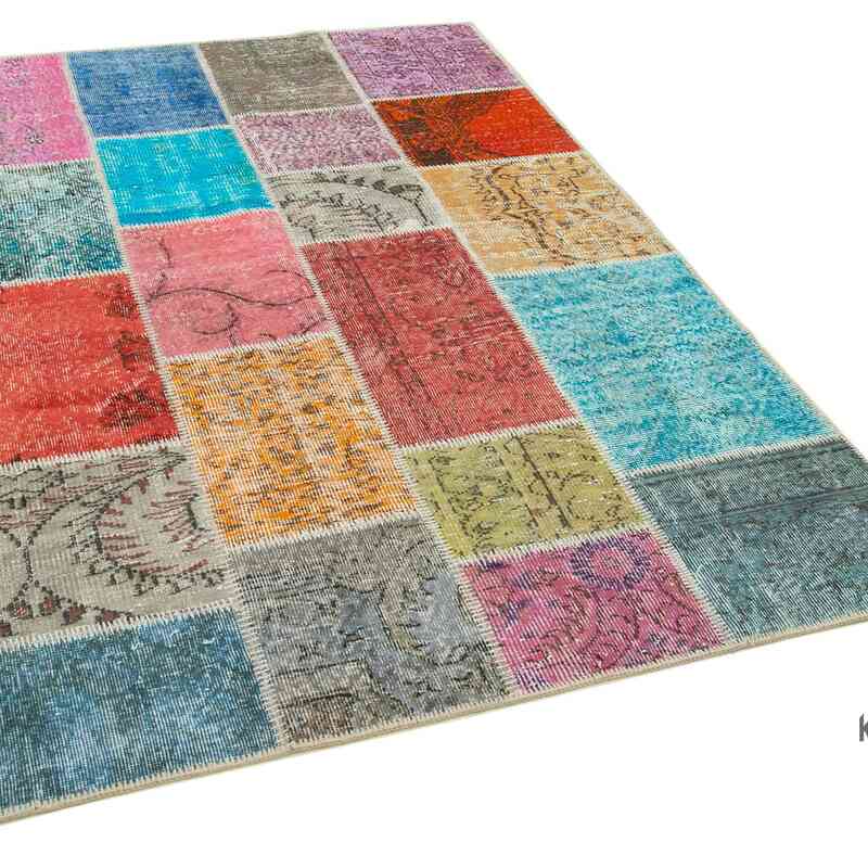 Patchwork Hand-Knotted Turkish Rug - 4' 9" x 6' 9" (57" x 81") - K0064340