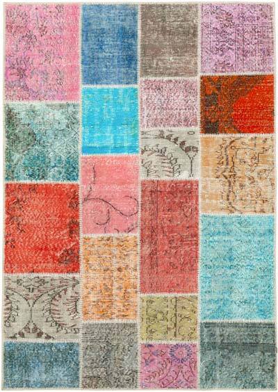 Patchwork Hand-Knotted Turkish Rug - 4' 9" x 6' 9" (57" x 81")