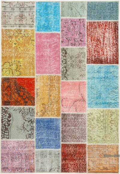 Patchwork Hand-Knotted Turkish Rug - 4' 8" x 6' 9" (56" x 81")