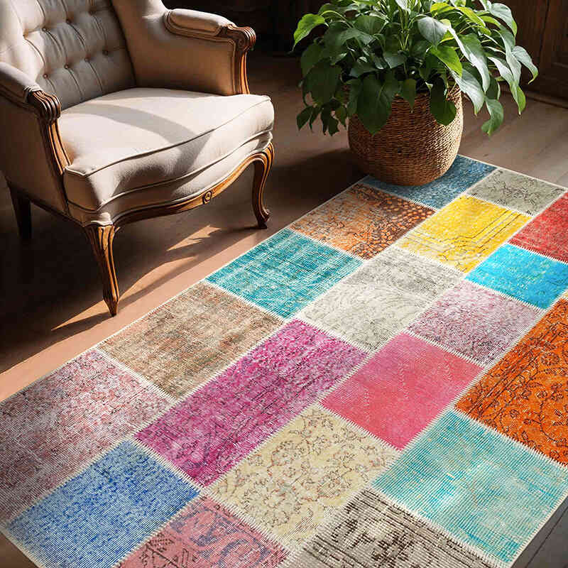 Patchwork El Dokuma Halı - 145 cm x 208 cm - K0064342