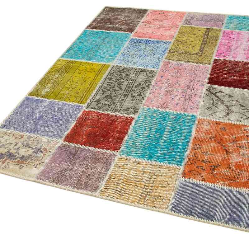 Patchwork Hand-Knotted Turkish Rug - 4' 9" x 6' 7" (57" x 79") - K0064343