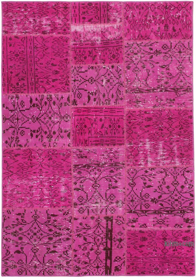 Patchwork Hand-Knotted Turkish Rug - 4' 7" x 6' 7" (55" x 79") - K0064345