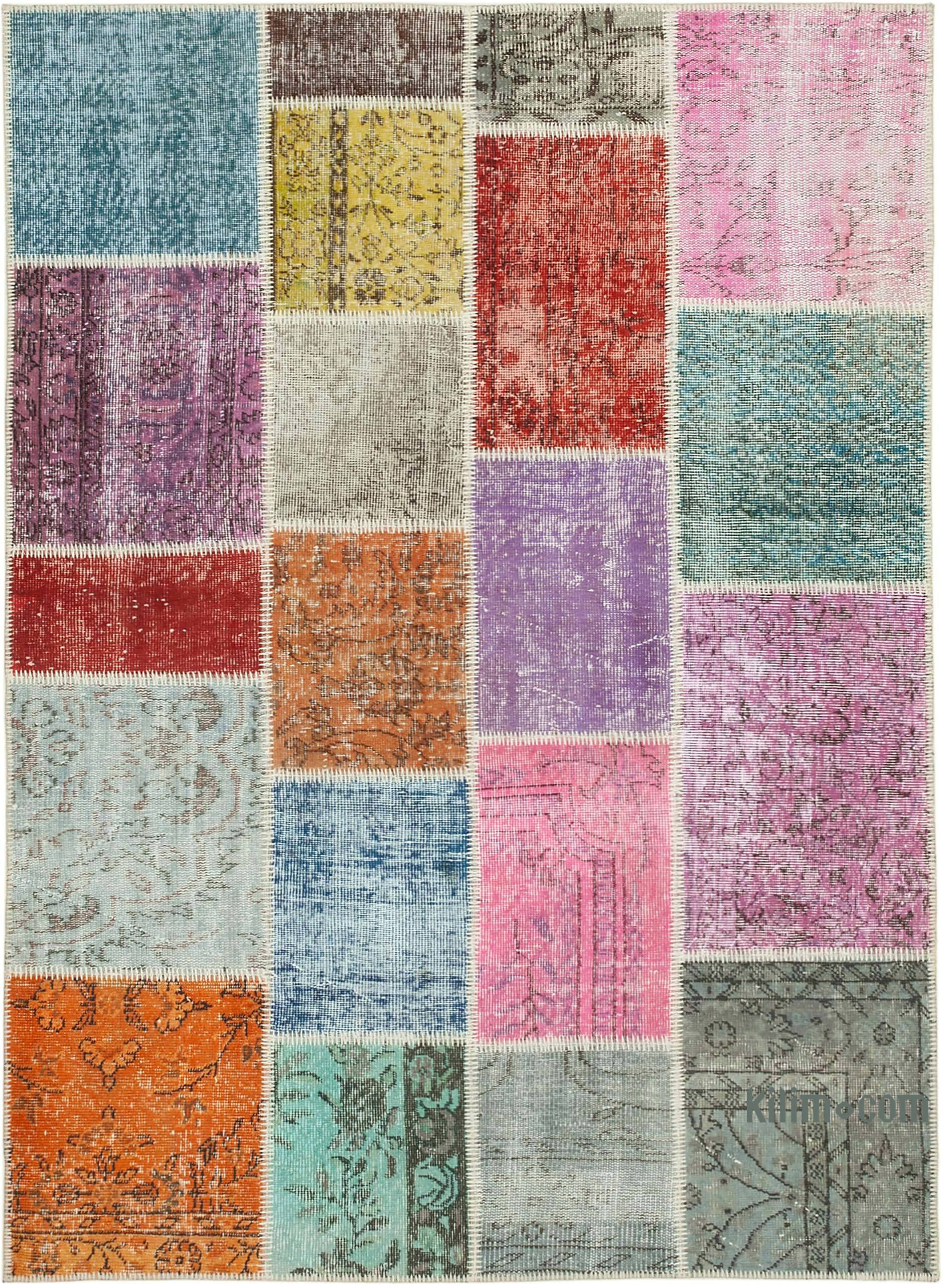 Patchwork Hand-Knotted Turkish Rug - 4' 9