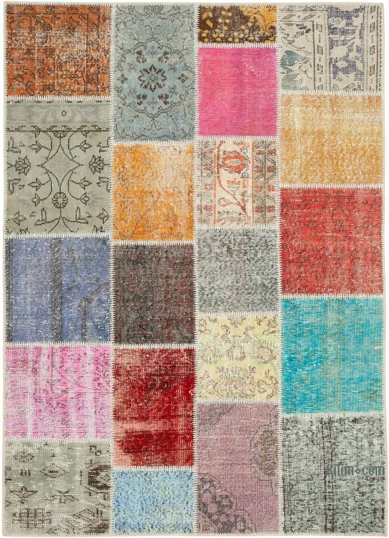 Patchwork Hand-Knotted Turkish Rug - 4' 9" x 6' 8" (57" x 80") - K0064347