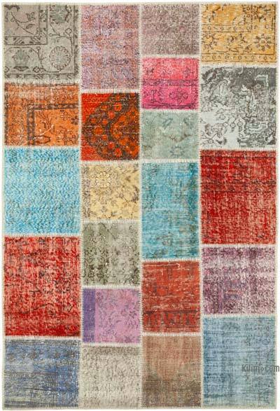 Patchwork Hand-Knotted Turkish Rug - 4' 8" x 6' 9" (56" x 81")
