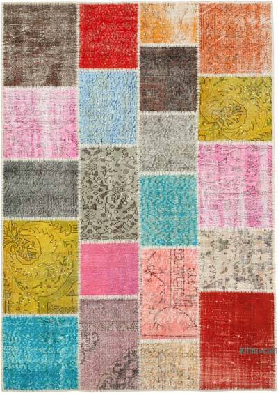 Patchwork Hand-Knotted Turkish Rug - 4' 9" x 6' 9" (57" x 81")