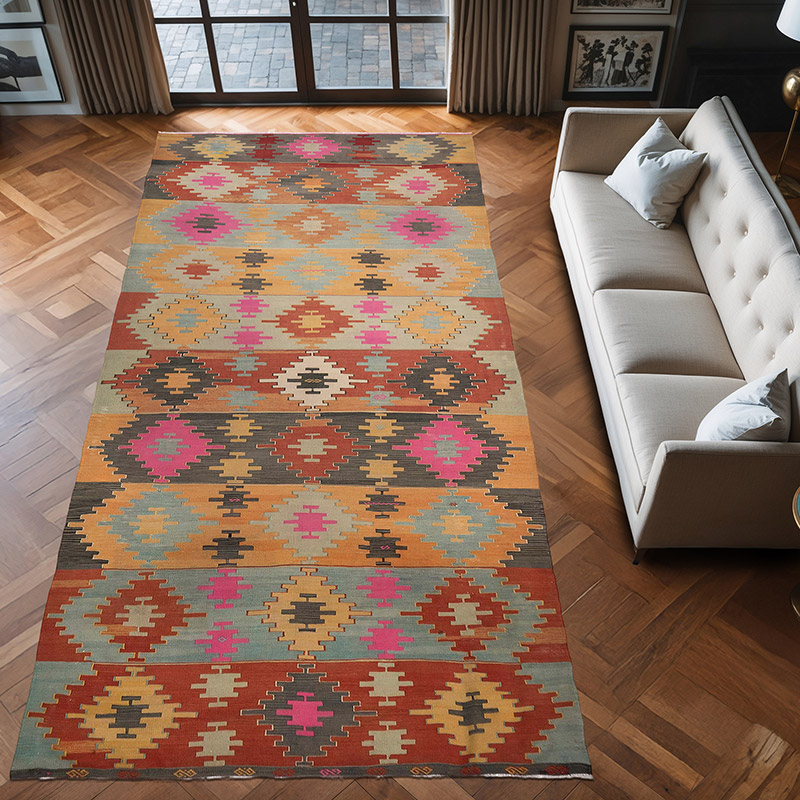 Vintage Sivas Kilim Rug - 5' 9" x 12' 3" (69" x 147") - K0064366