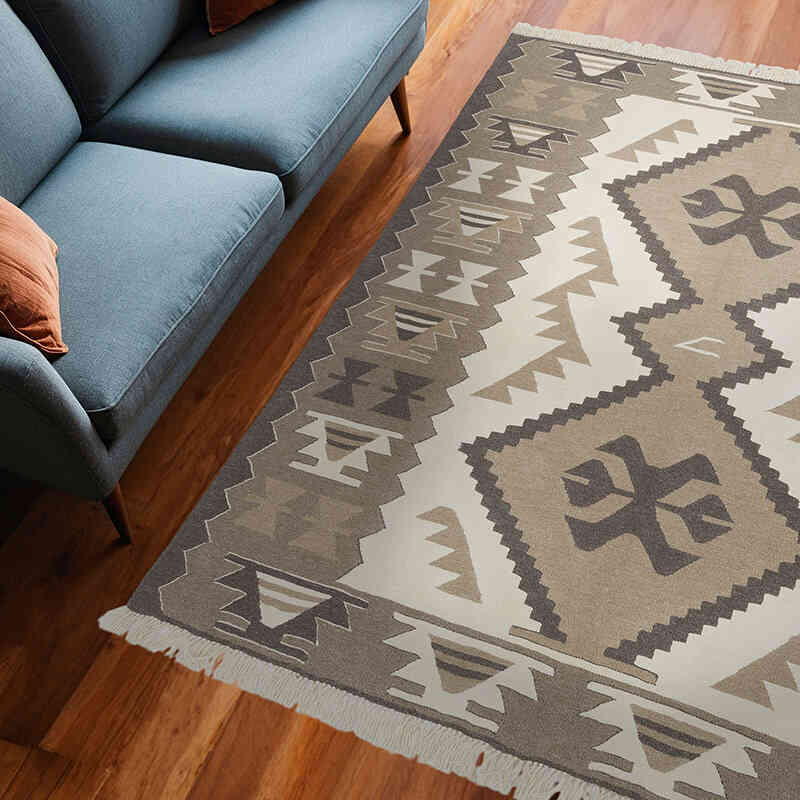 New Handwoven Turkish Kilim Rug - 5' 11" x 7' 3" (71" x 87") - K0064422