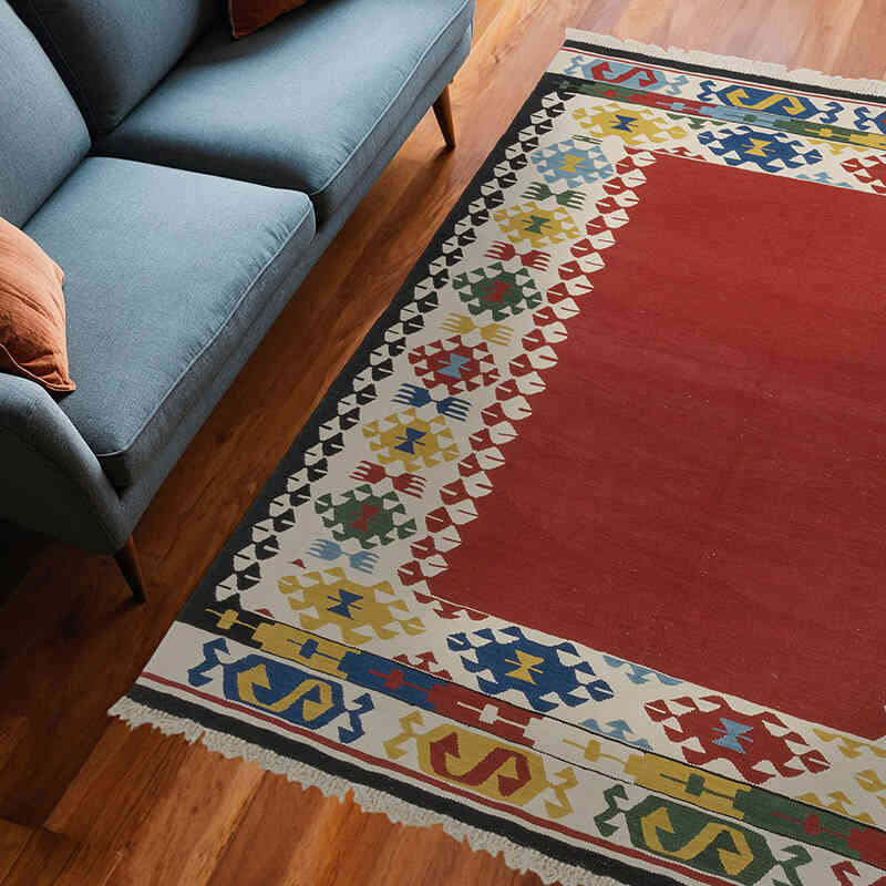 New Handwoven Turkish Kilim Rug - 6'  x 7' 11" (72" x 95") - K0064433