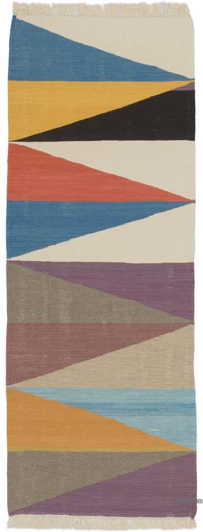 New Handwoven Turkish Kilim Runner - 2' 9" x 7' 4" (33" x 88")