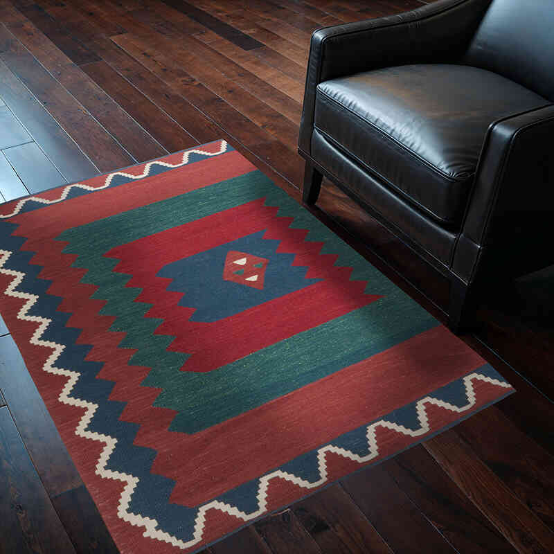 Yeni Kök Boya El Dokuma Kilim - 125 cm x 131 cm - K0064446
