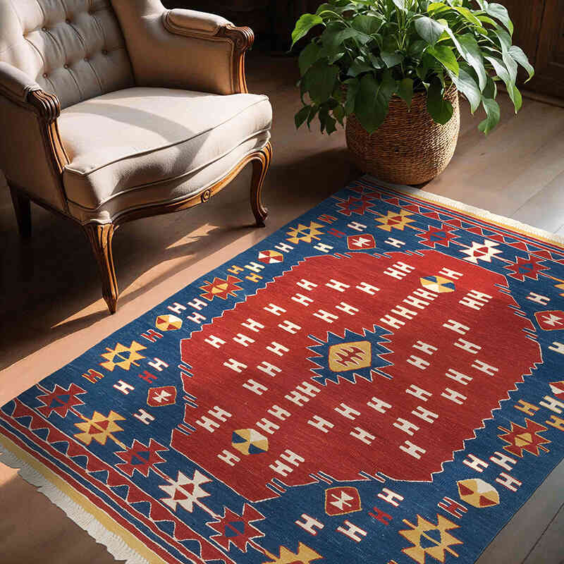Nueva Alfombra Turca Kilim - 138 cm x 170 cm - K0064458