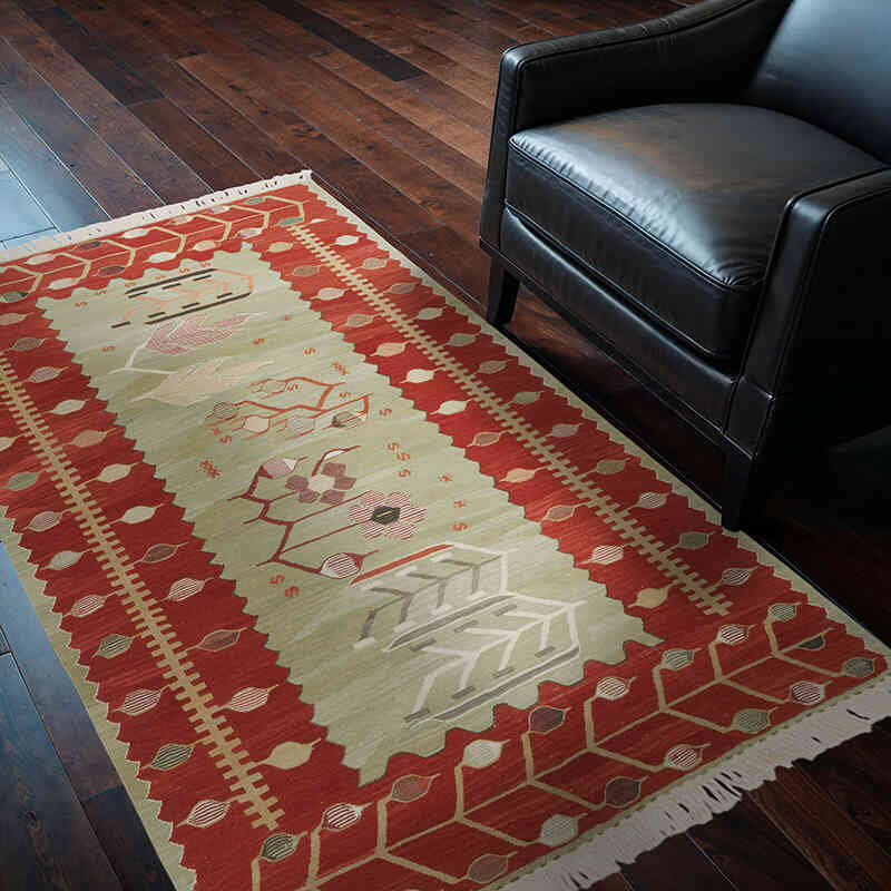 New Handwoven Turkish Kilim Rug - 4'  x 5' 11" (48" x 71") - K0064471