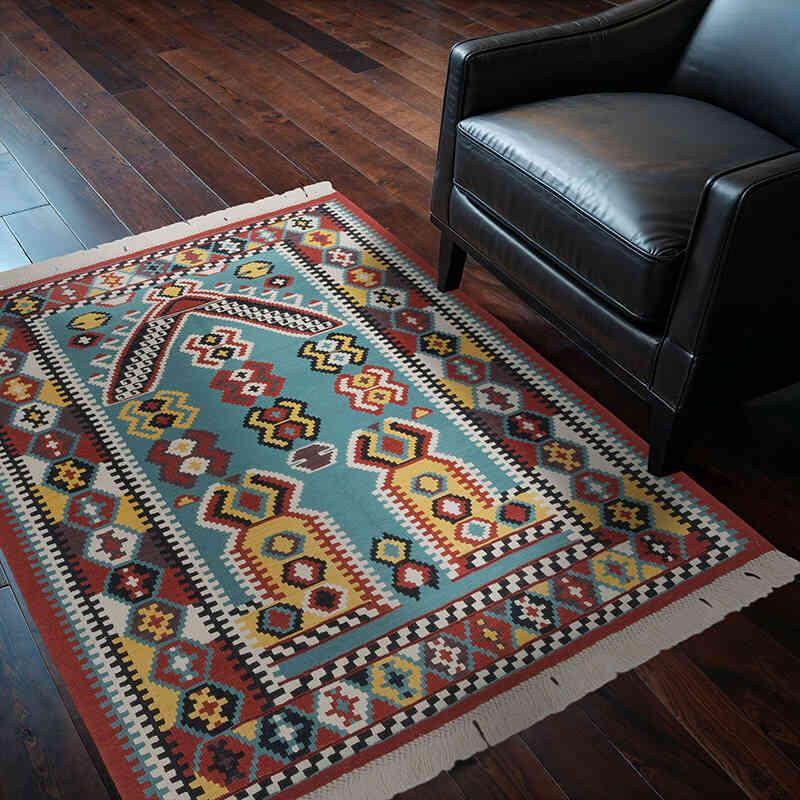 New Handwoven Turkish Kilim Rug - 4' 2" x 5' 3" (50" x 63") - K0064484
