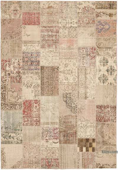 Patchwork Hand-Knotted Turkish Rug - 8' 2" x 11' 6" (98" x 138")