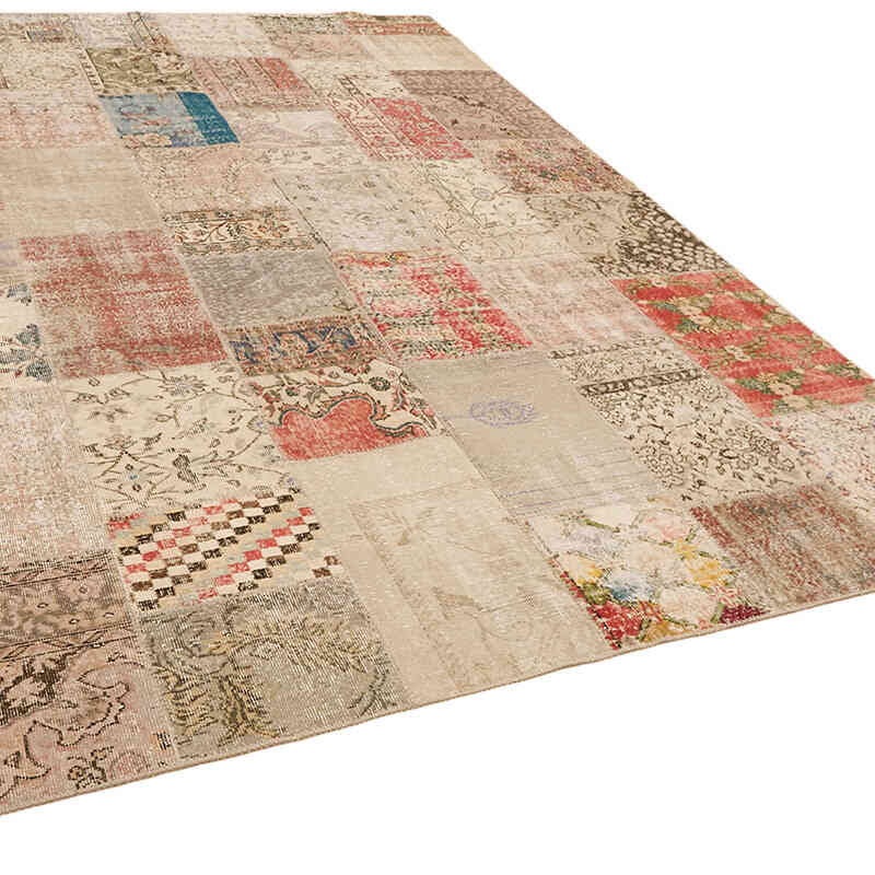 Patchwork Hand-Knotted Turkish Rug - 8' 2" x 11' 6" (98" x 138") - K0064646
