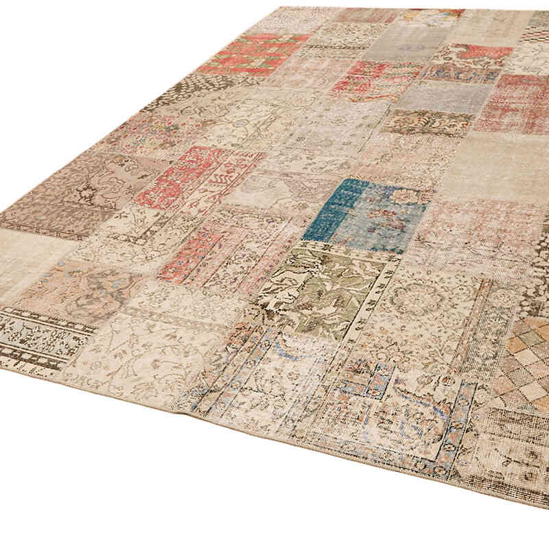 Patchwork Hand-Knotted Turkish Rug - 8' 2" x 11' 6" (98" x 138") - K0064646