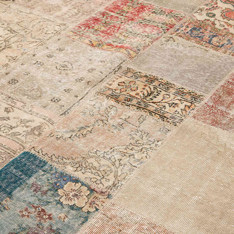 Patchwork Hand-Knotted Turkish Rug - 8' 2" x 11' 6" (98" x 138") - K0064646