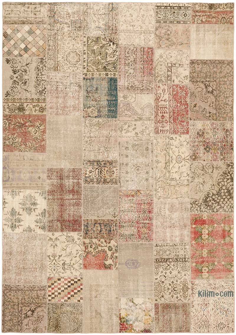 Patchwork Hand-Knotted Turkish Rug - 8' 2" x 11' 6" (98" x 138") - K0064646
